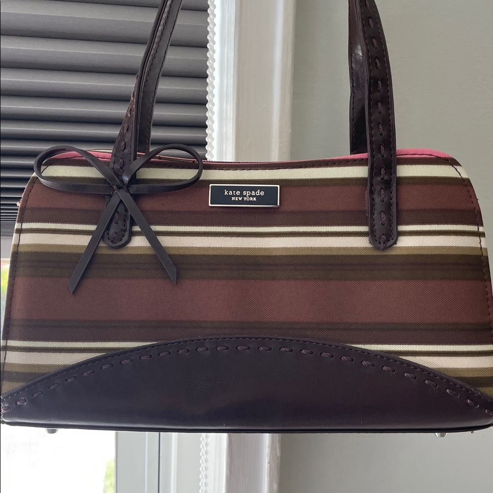 Kate Spade Chocolate and Cream Striped Tote 10x6

pristine Condition